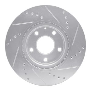 Mazda 3 Brake Rotor (1) - Front Left - R1 Concepts - Drilled & Slotted - Silver - `14-`24